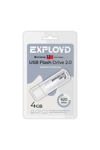Лот: 18213040. Фото: 1. USB 4 Gb Exployd 620 белый USB... USB-флеш карты