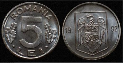 Лот: 8068388. Фото: 1. Румыния 5 лей 1992 г. (619). Европа