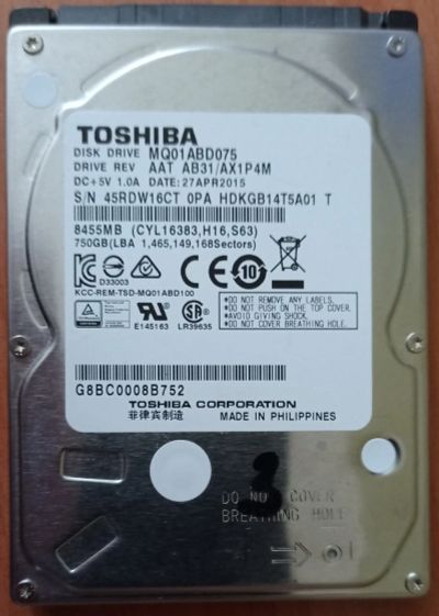 Лот: 16881525. Фото: 1. Жесткий диск Toshiba MQ01ABD075... Жёсткие диски (HDD)