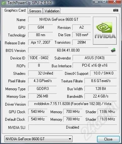 Лот: 54008. Фото: 1. Asus EN8600GT SILENT/HTDP/256M. Красноярск