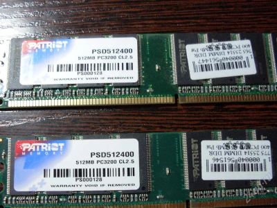 Лот: 1708566. Фото: 1. Оперативка Patriot DDR1 512Mb... Оперативная память
