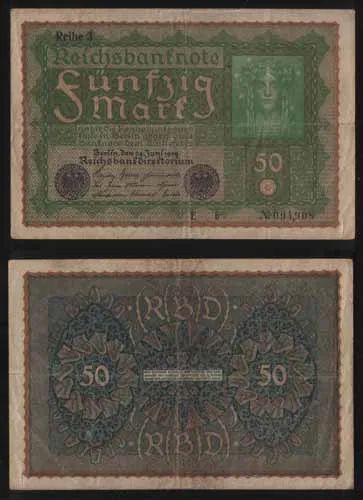 Лот: 25806771. Фото: 1. Банкнота Германии 50 марок 1919. Германия и Австрия