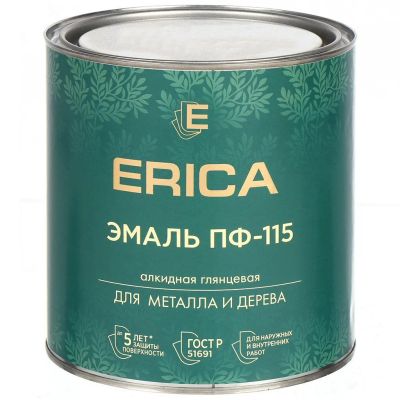 Лот: 24084963. Фото: 1. Эмаль Erica, ПФ-115, для внутренних... Краски, лаки, растворитель