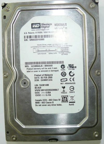 Лот: 7791968. Фото: 1. HDD SATA Western Digital 80 Gb... Жёсткие диски (HDD)