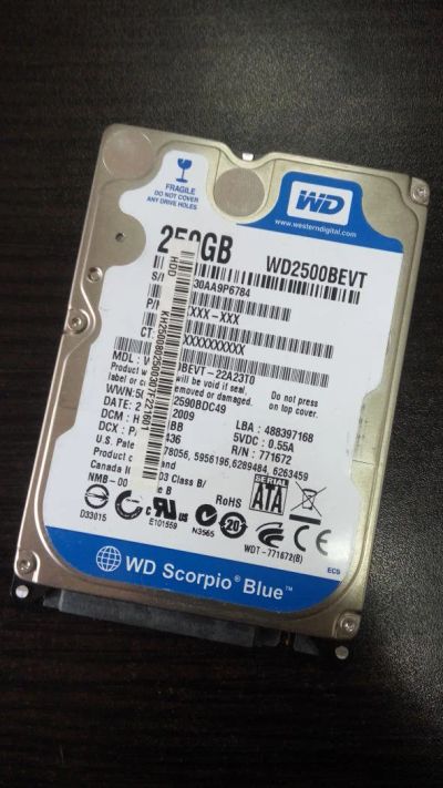 Лот: 10507312. Фото: 1. WD WD2500BEVT 250 Gb Для ноутбука... Жёсткие диски (HDD)