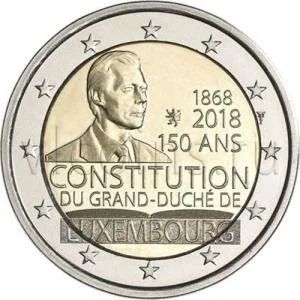 Лот: 11957914. Фото: 1. 2 евро 2018 Люксембург Конституция... Европа