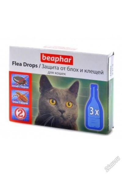 Лот: 5670530. Фото: 1. Капли Beaphar Flea Drops для кошек... Косметика, лекарства