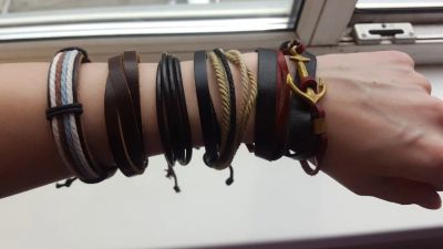 Лот: 9135796. Фото: 1. 5 кожаных браслетов унисекс. Бижутерия ручной работы