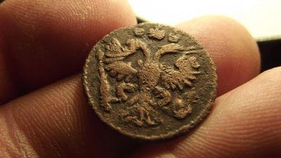Лот: 10868505. Фото: 1. Крутая штучка-полушка 1731 года... Россия до 1917 года