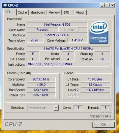 Лот: 875105. Фото: 1. CPU Intel Pentium 4 506 2.66 ГГц... Процессоры