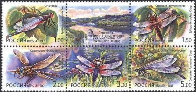 Лот: 14577198. Фото: 1. 2001. № 671-675. Стрекозы. Марки
