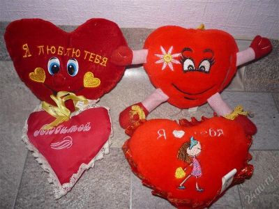 Лот: 2768734. Фото: 1. Сердечки - мягкие игрушки, 4 шт... Мягкие