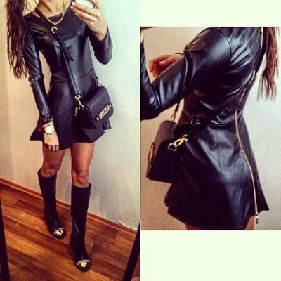 Лот: 7408641. Фото: 1. кожаное платье. Платья