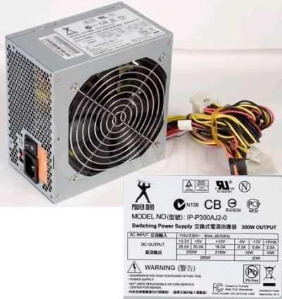 Лот: 17208507. Фото: 1. Power Man IP-P300AJ2-0 300W(исправен... Корпуса, блоки питания