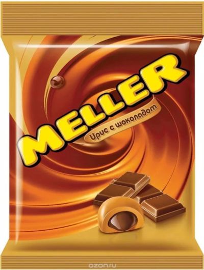 Лот: 10276190. Фото: 1. ирис Meller c шоколадом. 100г... Шоколад, конфеты