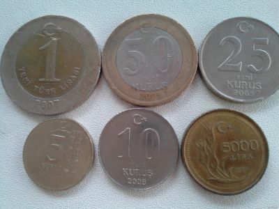 Лот: 14066059. Фото: 1. Набор монет Турции, 6 шт. Наборы монет