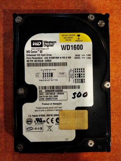 Лот: 10905317. Фото: 1. жесткий диск 3.5" WD1600 IDE 160Gb... Жёсткие диски