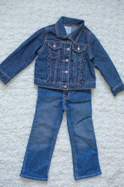Лот: 5797677. Фото: 1. Джинсовая куртка + джинсы childrens... Брюки, шорты, джинсы