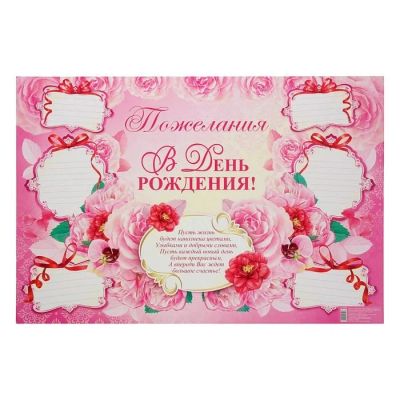 Лот: 10425455. Фото: 1. Плакат "Пожелания в День Рождения... Праздничный декор