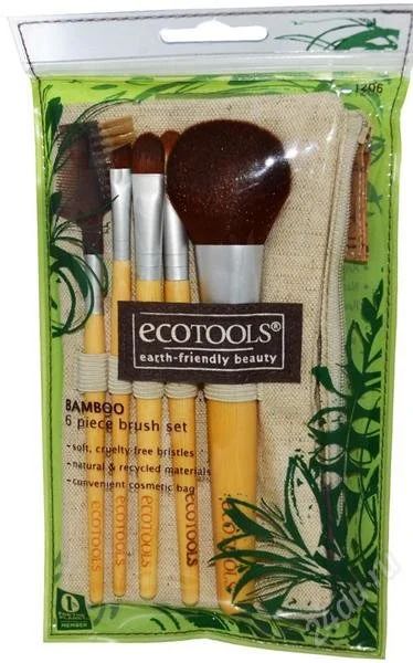 Лот: 2626062. Фото: 1. EcoTools, 6 шт кистей и сумочка... Косметологические, парикмахерские инструменты