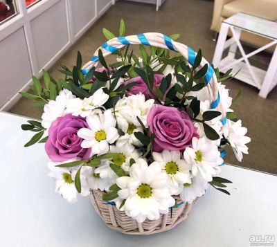 Лот: 9297810. Фото: 1. Красивая корзина с цветами. Свежие цветы