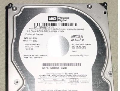 Лот: 736734. Фото: 1. HDD SATA-II 120Gb Western Digital... Жёсткие диски (HDD)