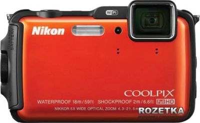 Лот: 4654427. Фото: 1. Фотокамера Nikon AW120 Orange... Цифровые компактные