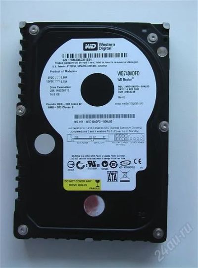 Лот: 747016. Фото: 1. WD Raptor WD740ADFD [10000 rpm... Жёсткие диски (HDD)