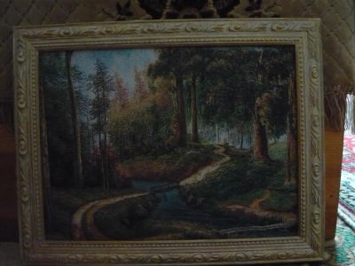 Лот: 3468535. Фото: 1. Картина -Лесная тропинка- гобелен... Произведения
