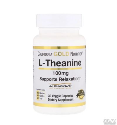 Лот: 14543526. Фото: 1. California Gold Nutrition, L-Теанин... Спортивное питание, витамины