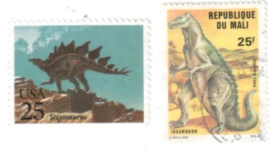Лот: 5126434. Фото: 1. Почтовые марки Динозавры 2 штуки... Марки
