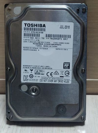 Лот: 19493388. Фото: 1. HDD 1 Тб, Toshiba Sata-3, 7200... Жёсткие диски (HDD)