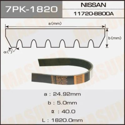 Лот: 18580806. Фото: 1. Ремень ручейковый masuma 7PK-1820. Расходные материалы