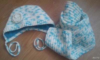 Лот: 8424158. Фото: 1. Шапочка (чепчик)+шарф детский. Головные уборы