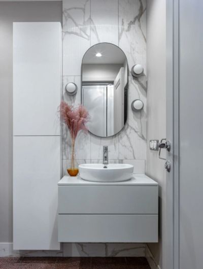 Лот: 15528091. Фото: 1. Тумба и шкаф для ванной МДФ крашенный... Мебель для ванной комнаты
