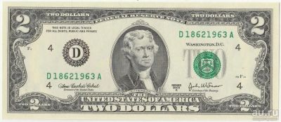 Лот: 17886926. Фото: 1. 2$ доллара 2003 г. UNC Номер -... Америка