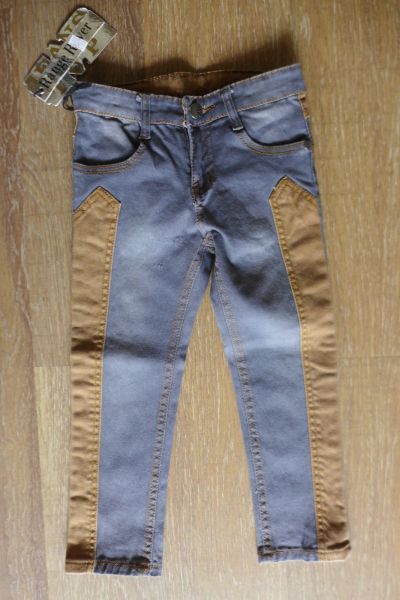 Лот: 14363801. Фото: 1. НОВЫЕ джинсы детские серые с коричневым. Брюки, шорты, джинсы