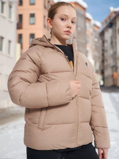 Лот: 24378396. Фото: 1. Пуховик для девочек FILA, Бежевый. Легкие куртки, толстовки