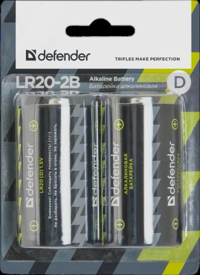Лот: 6951219. Фото: 1. Батарейка D LR20-2B Defender... Батарейки, аккумуляторы, элементы питания
