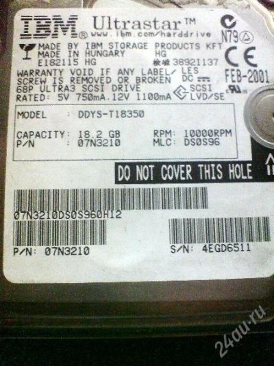 Лот: 152359. Фото: 1. Жесткий диск SCSI IBM UltraStar... Жёсткие диски (HDD)