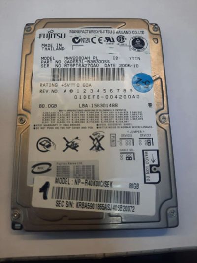 Лот: 22151686. Фото: 1. Fujitsu IDE 2.5 80 gb. Жёсткие диски (HDD)