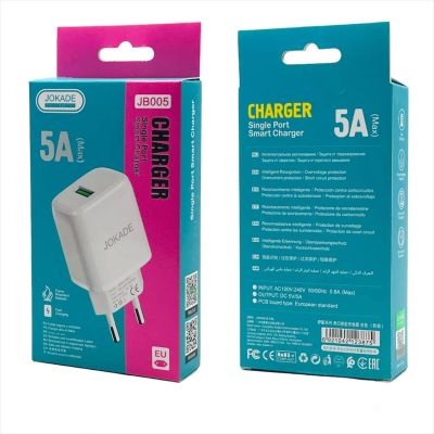 Лот: 22144946. Фото: 1. СЗУ JOKADE JB005 1*USB 5A FAST... Зарядные устройства, блоки питания, адаптеры сетевые для смартфонов