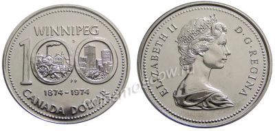 Лот: 5194825. Фото: 1. Канада 1 доллар 1974 года. 100... Америка