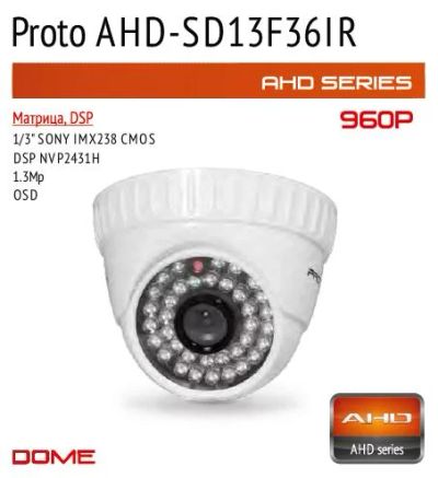 Лот: 5399949. Фото: 1. Купольная AHD 1.3Mp ИК видеокамера... Видеонаблюдение