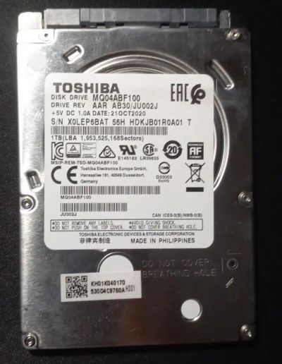 Лот: 20870153. Фото: 1. Жёсткий диск Toshiba MQ04ABF100. Жёсткие диски (HDD)