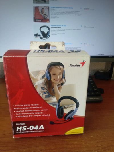 Лот: 24372985. Фото: 1. Наушники Genius HS-04A. Наушники, гарнитуры