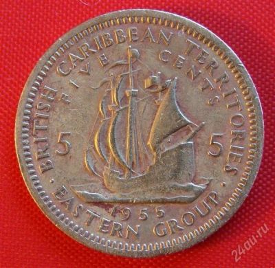Лот: 1581220. Фото: 1. (№526-3/LF) 5 центов 1955 (Британские... Америка