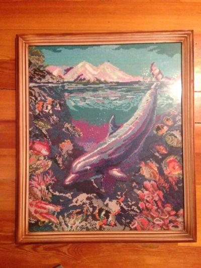 Лот: 9049722. Фото: 1. вышивка в рамке "морской мир". Вышивание