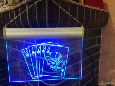 Лот: 10926093. Фото: 1. Табличка с подсветкой Poker. Другое (предметы интерьера)