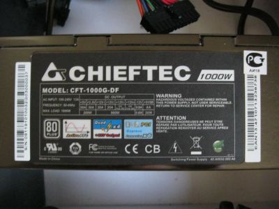 Лот: 5081198. Фото: 1. 1000W Chieftec CFT-1000G-DF Series... Корпуса, блоки питания